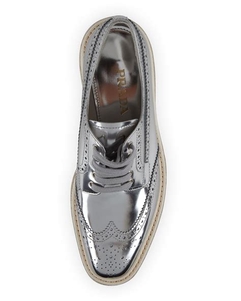 prada wingtip silver|Prada Metallic Wing.